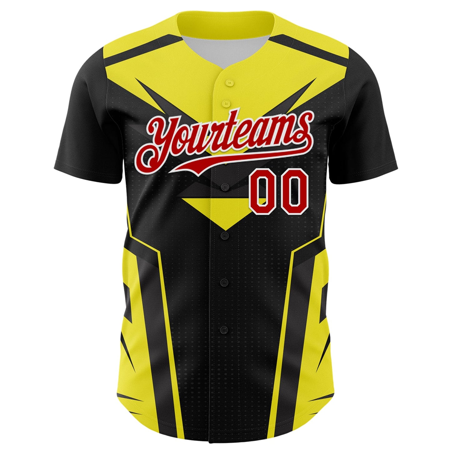 Custom Black Red White-Yellow Car Racing Formula Auto Motorsport Authentic Baseball Jersey view 2