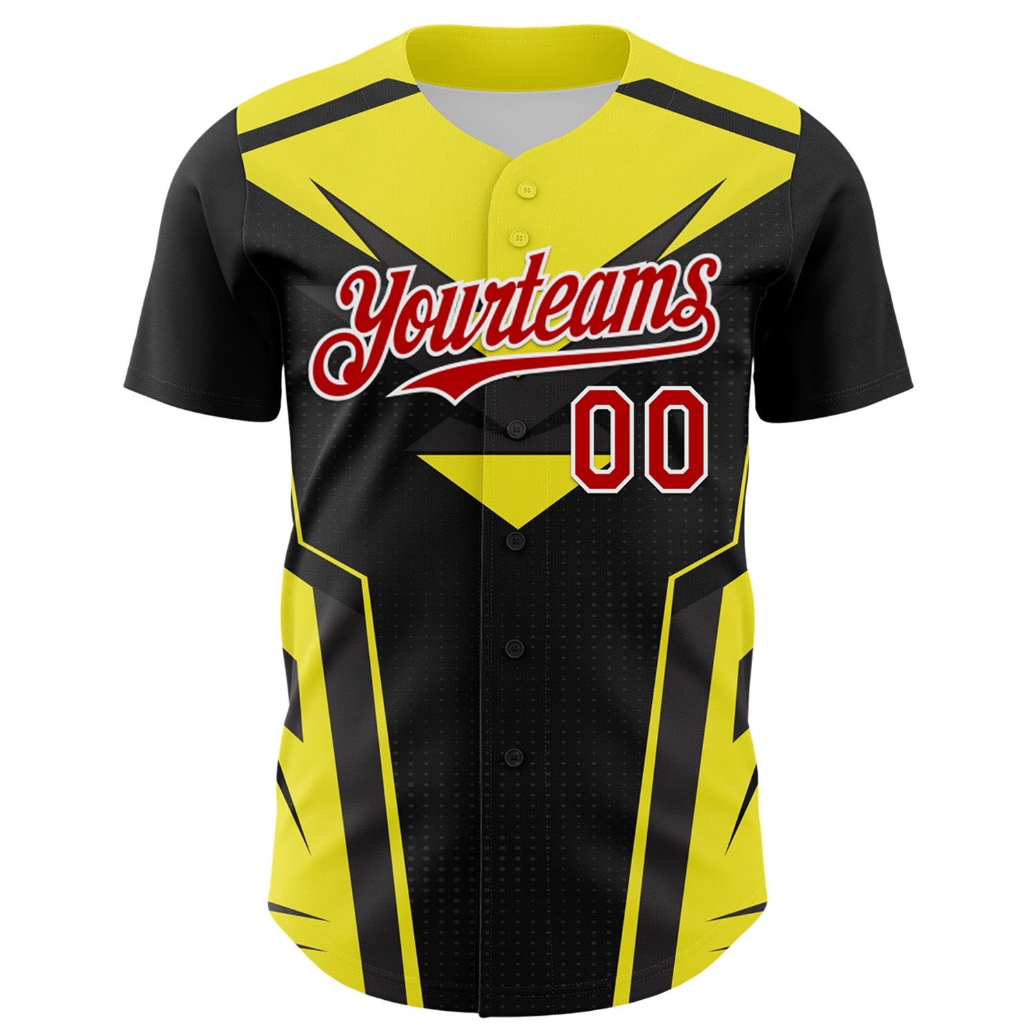 Custom Black Red White-Yellow Car Racing Formula Auto Motorsport Authentic Baseball Jersey view 2