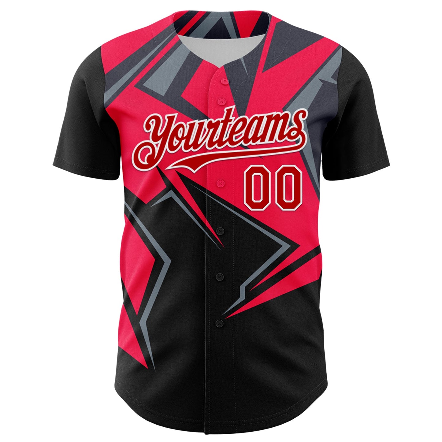 Custom Black Red White-Gray Car Racing Formula Auto Motorsport Authentic Baseball Jersey view 2