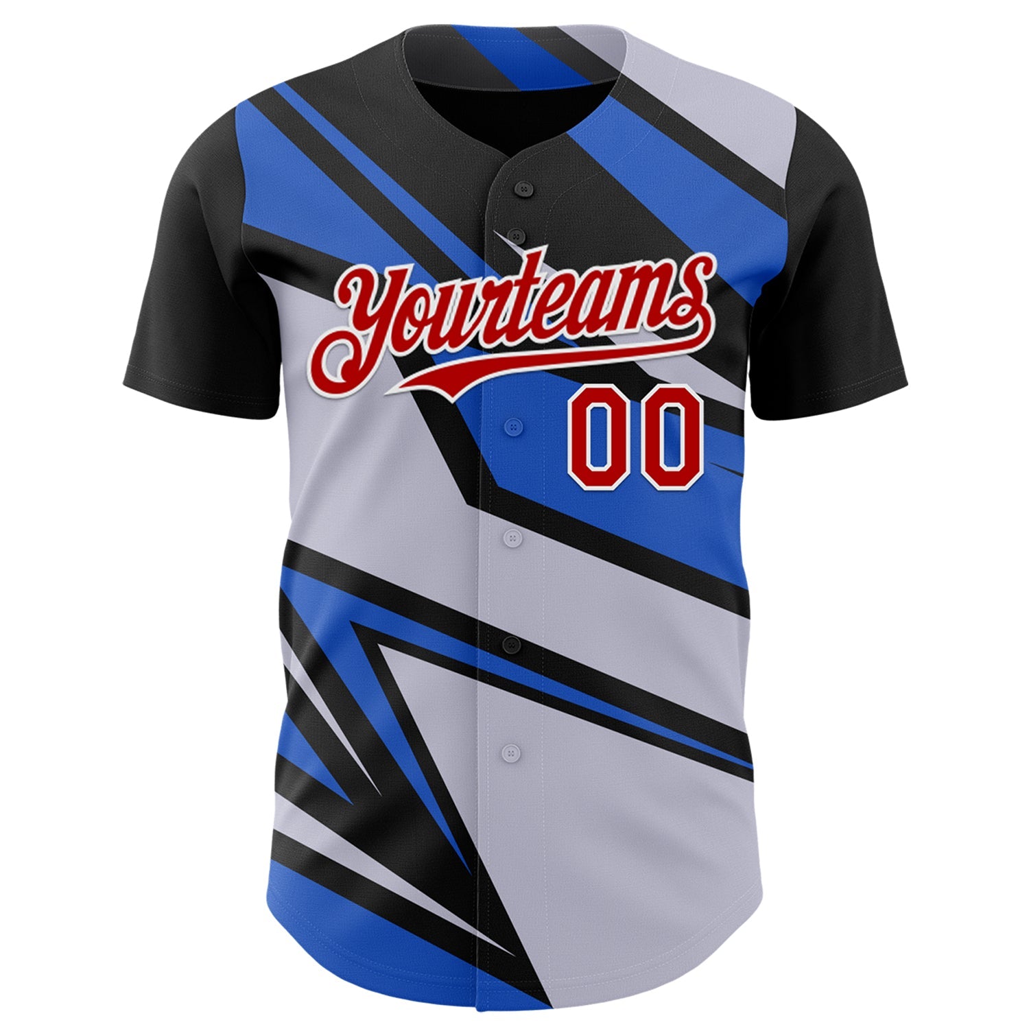 Custom Gray Red White-Blue Car Racing Formula Auto Motorsport Authentic Baseball Jersey view 2
