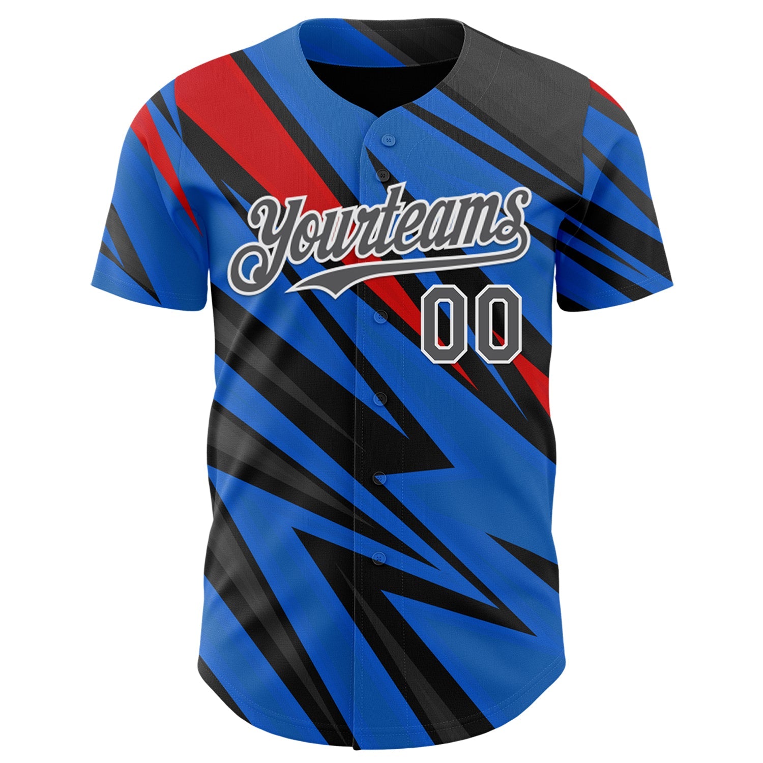 Custom Black Steel Gray White Blue-Red Car Racing Formula Auto Motorsport Authentic Baseball Jersey view 2