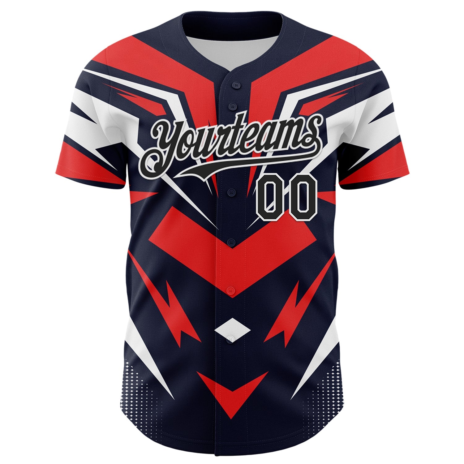 Custom Navy Black White-Red Car Racing Formula Auto Motorsport Authentic Baseball Jersey view 2