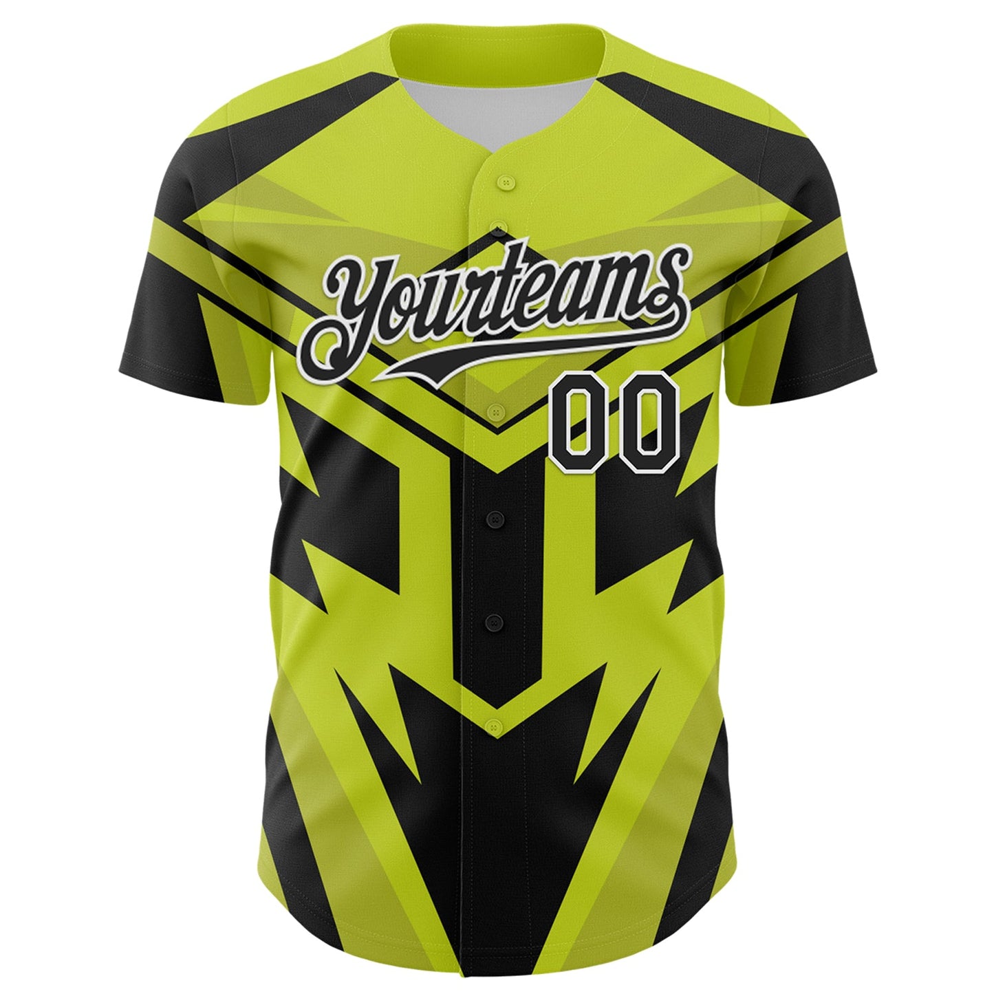 Custom Black White-Green Car Racing Formula Auto Motorsport Authentic Baseball Jersey view 2