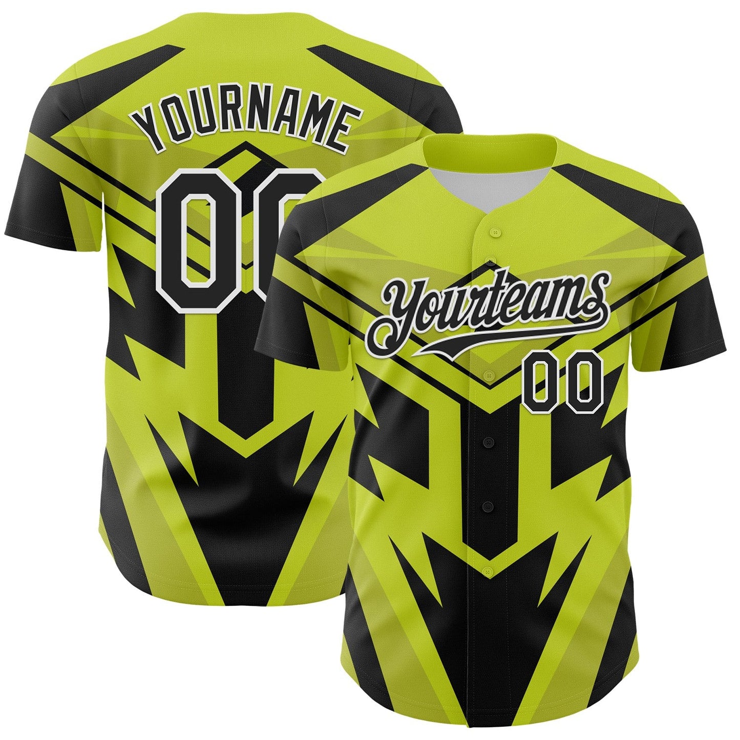 Custom Black White-Green Car Racing Formula Auto Motorsport Authentic Baseball Jersey - Main View