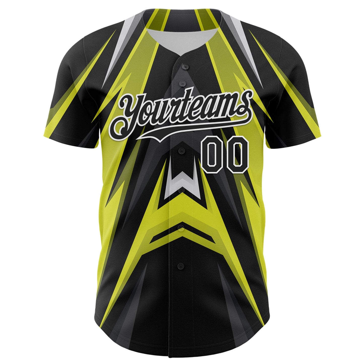Custom Black White Green-Gray Car Racing Formula Auto Motorsport Authentic Baseball Jersey view 2