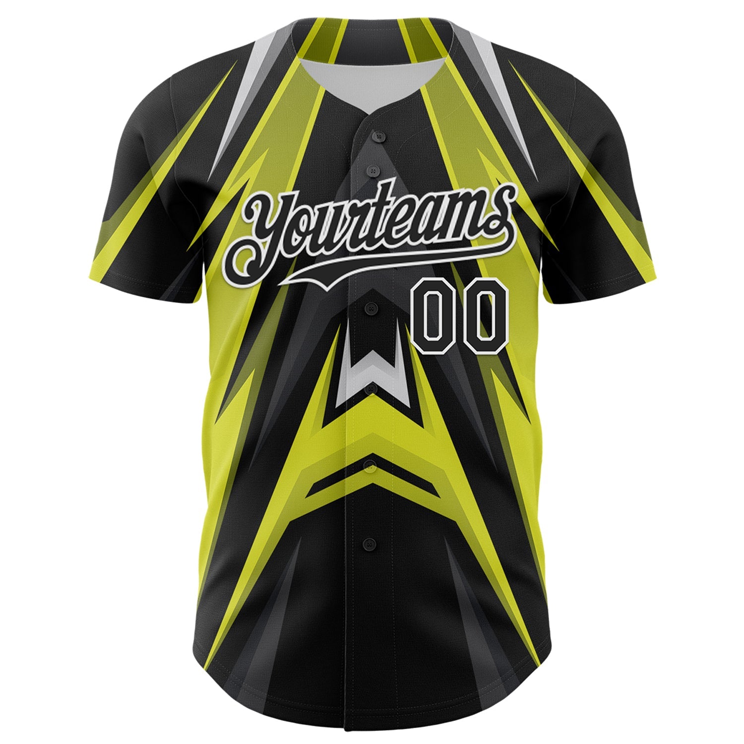 Custom Black White Green-Gray Car Racing Formula Auto Motorsport Authentic Baseball Jersey view 2