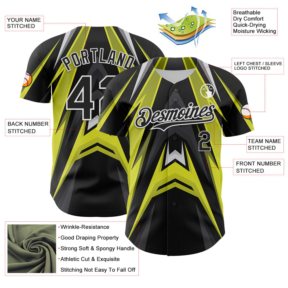 Custom Black White Green-Gray Car Racing Formula Auto Motorsport Authentic Baseball Jersey view 3