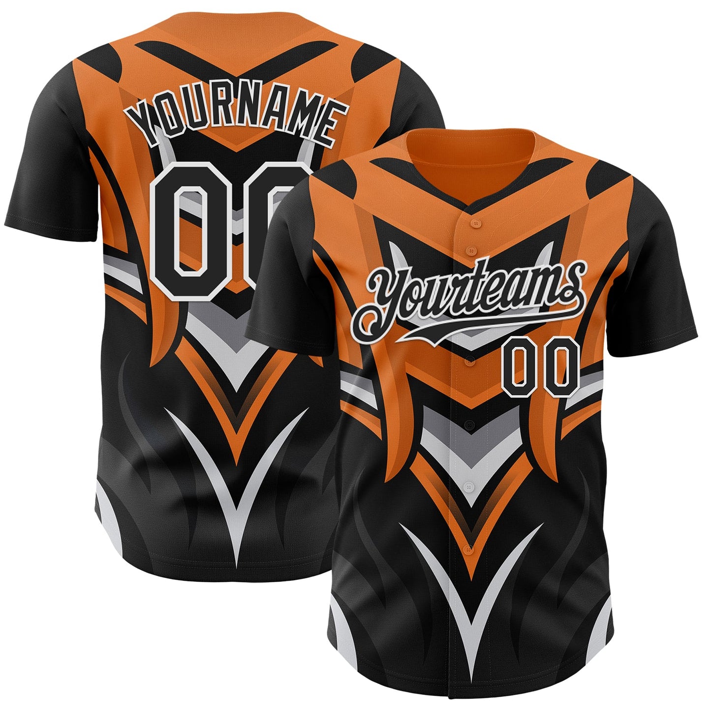 Custom Black White Orange-Gray Car Racing Formula Auto Motorsport Authentic Baseball Jersey - Main View