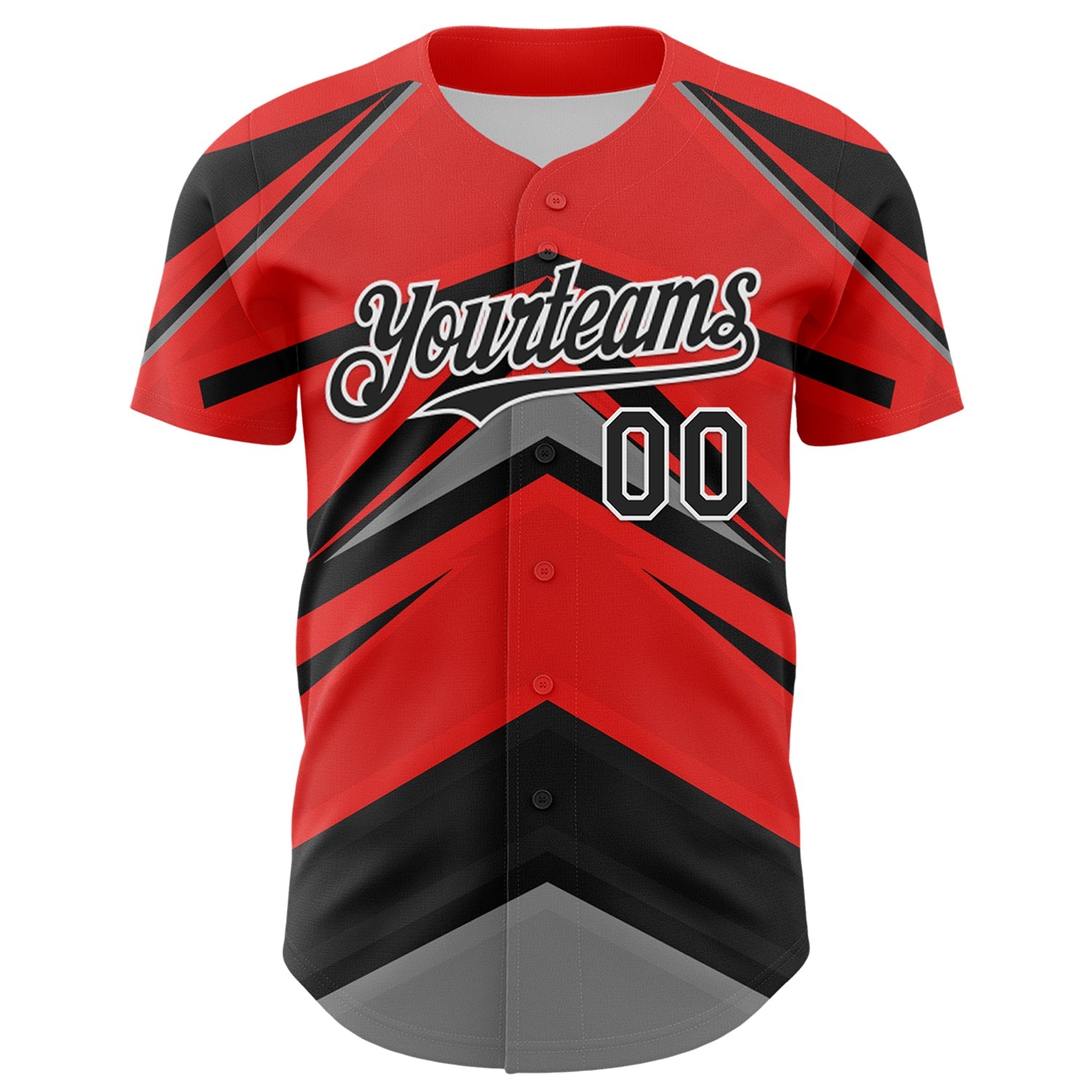 Custom Red Black White-Gray Car Racing Formula Auto Motorsport Authentic Baseball Jersey view 2