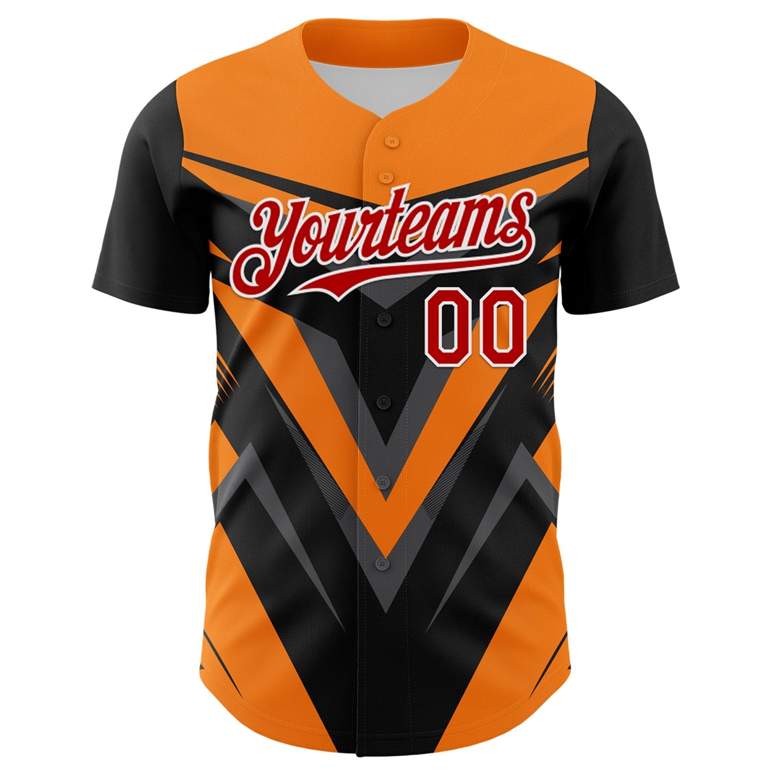 Custom Black Red White Bay Orange-Gray Car Racing Formula Auto Motorsport Authentic Baseball Jersey view 2