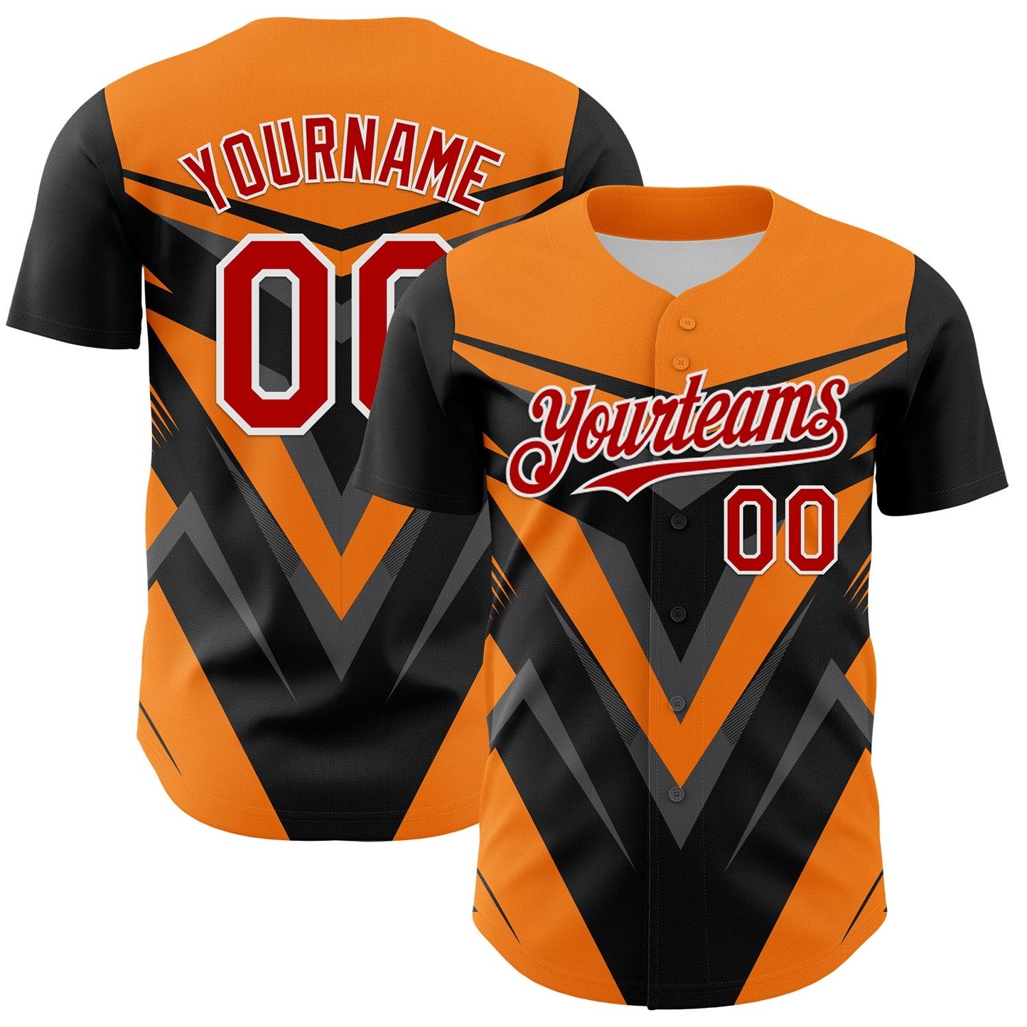 Custom Black Red White Bay Orange-Gray Car Racing Formula Auto Motorsport Authentic Baseball Jersey - Main View