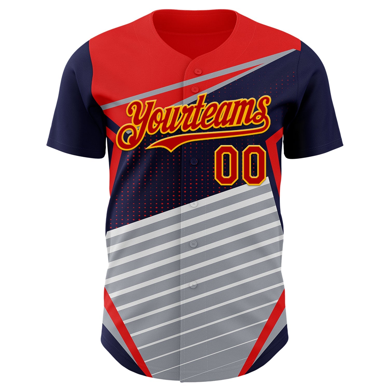 Custom Navy Red Gold Gray-White Car Racing Formula Auto Motorsport Authentic Baseball Jersey view 2