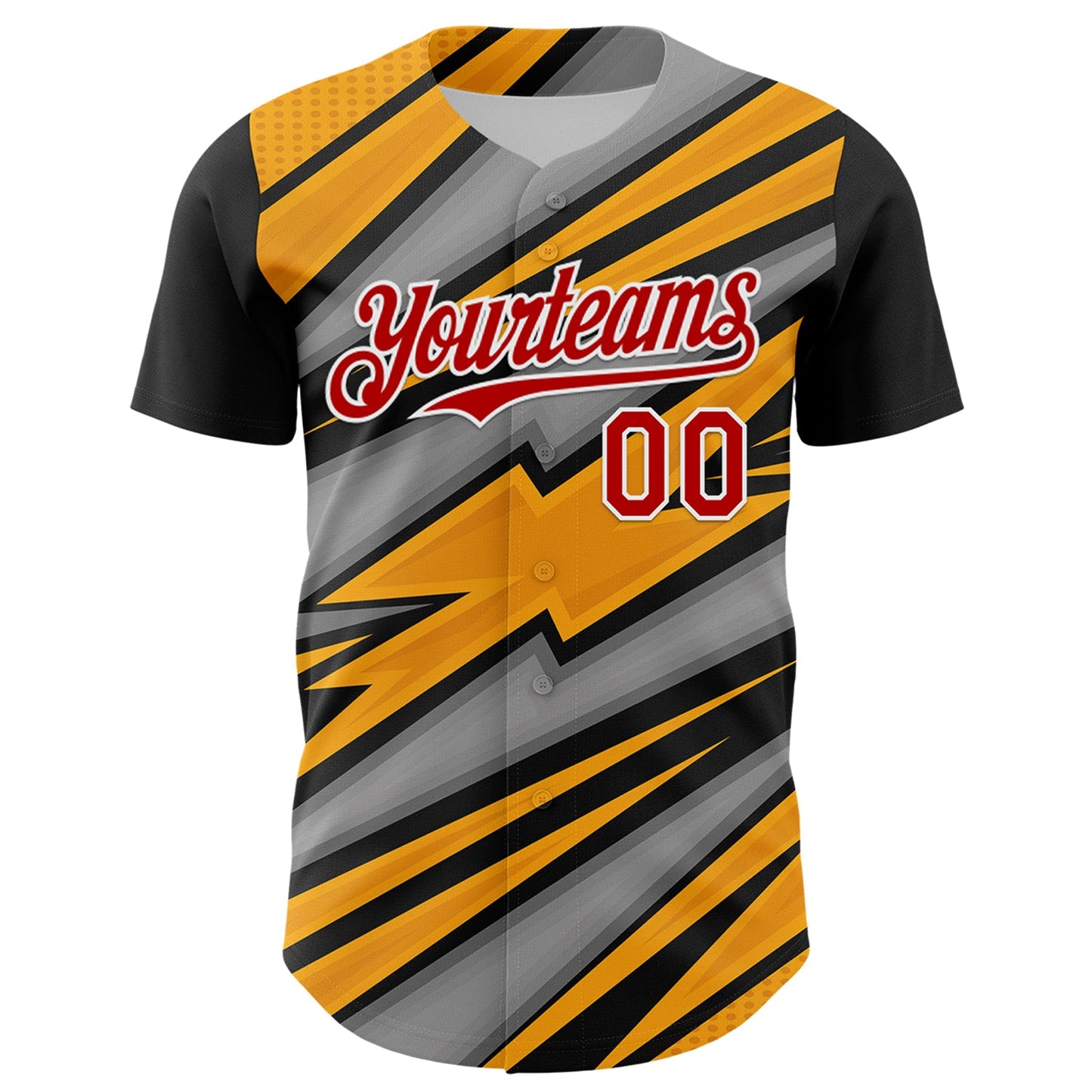 Custom Black Red White Yellow-Gray Car Racing Formula Auto Motorsport Authentic Baseball Jersey view 2