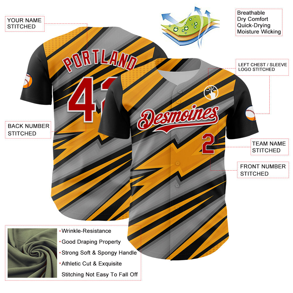 Custom Black Red White Yellow-Gray Car Racing Formula Auto Motorsport Authentic Baseball Jersey view 3