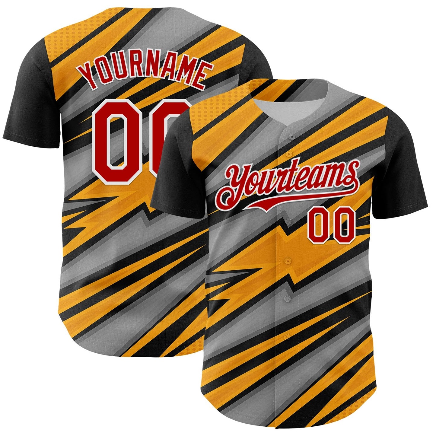 Custom Black Red White Yellow-Gray Car Racing Formula Auto Motorsport Authentic Baseball Jersey - Main View