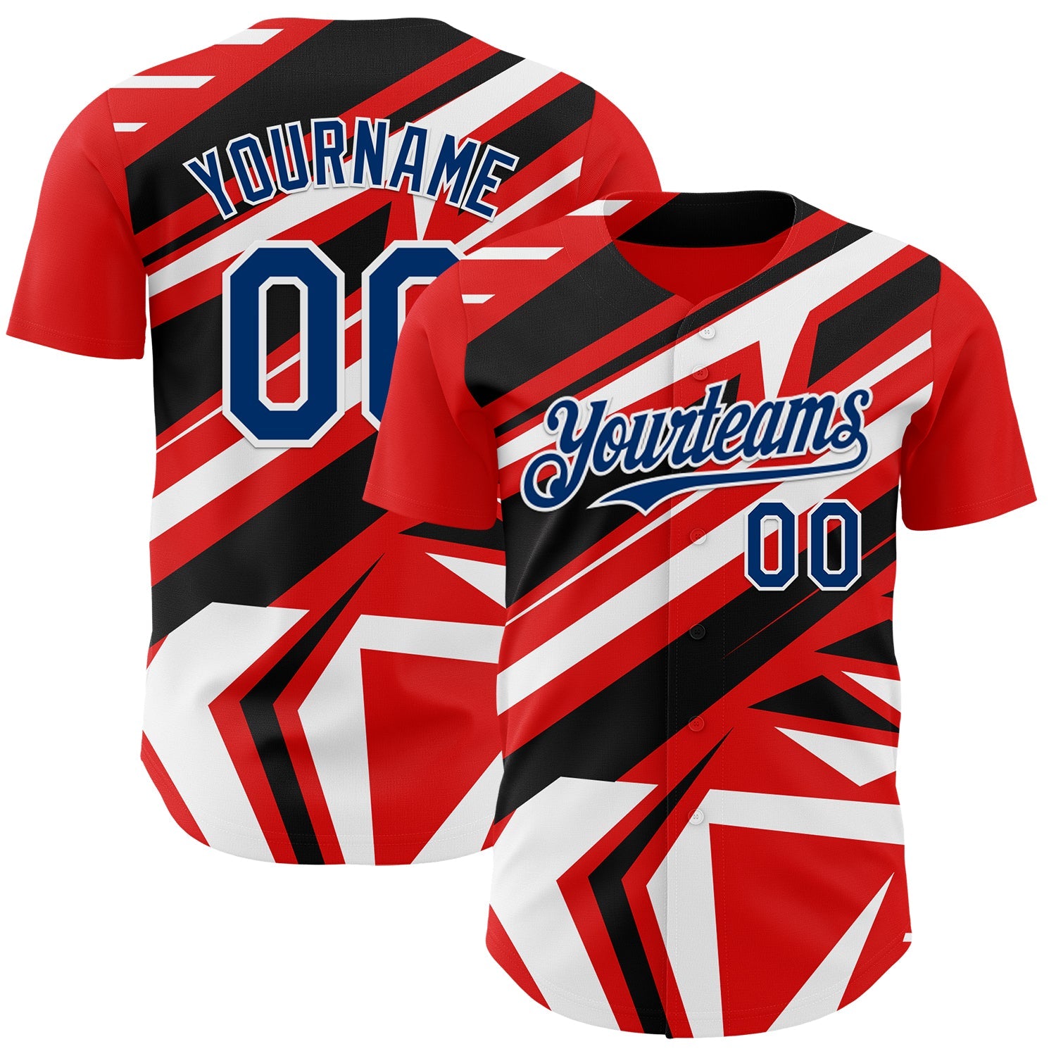 Custom Red USA Navy Blue White-Black Car Racing Formula Auto Motorsport Authentic Baseball Jersey - Main View