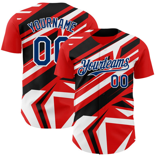Custom Red USA Navy Blue White-Black Car Racing Formula Auto Motorsport Authentic Baseball Jersey - Main View
