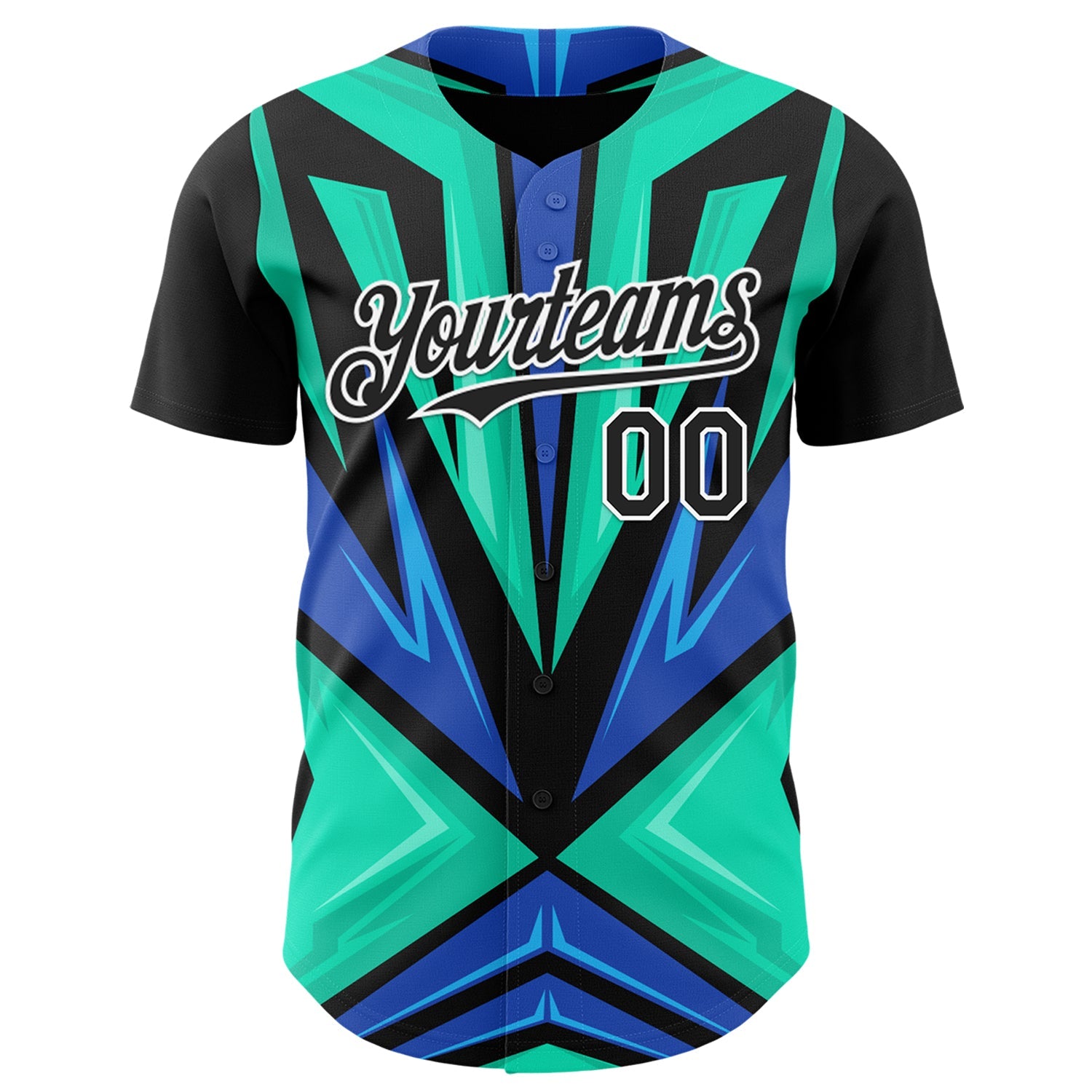 Custom Black White Aqua-Purple Car Racing Formula Auto Motorsport Authentic Baseball Jersey view 2