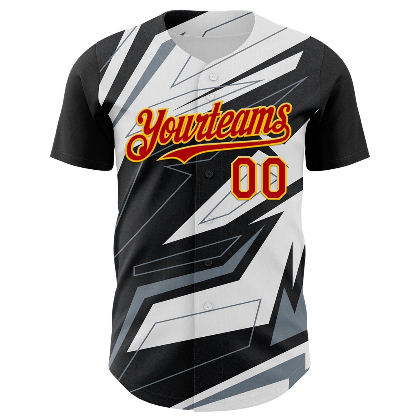 Custom Black Red Gold White-Gray Car Racing Formula Auto Motorsport Authentic Baseball Jersey view 2