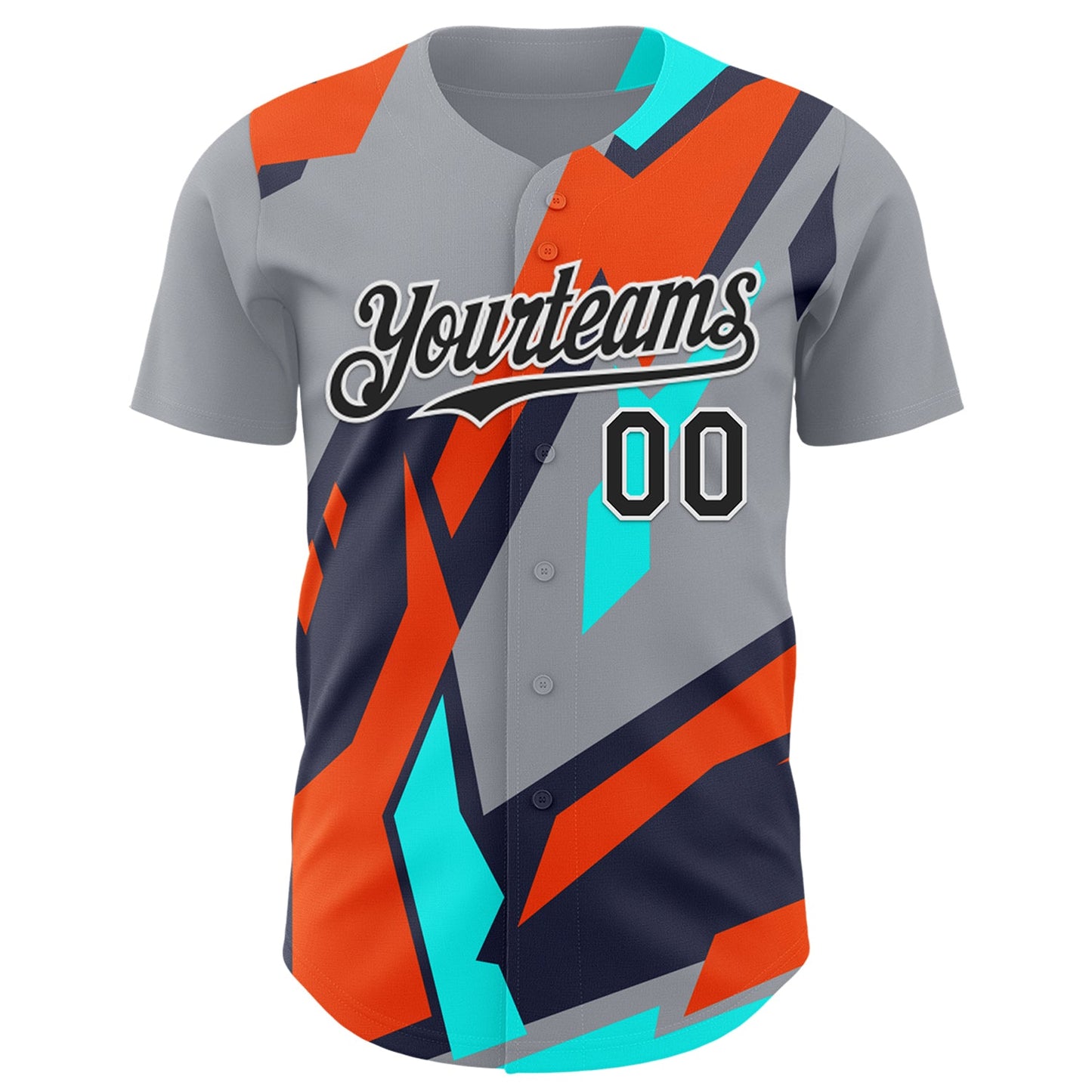 Custom Gray Black White Orange-Aqua Car Racing Formula Auto Motorsport Authentic Baseball Jersey view 2