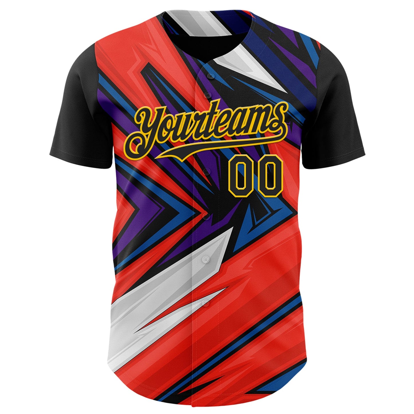 Custom Black Gold Orange Blue-White Car Racing Formula Auto Motorsport Authentic Baseball Jersey view 2