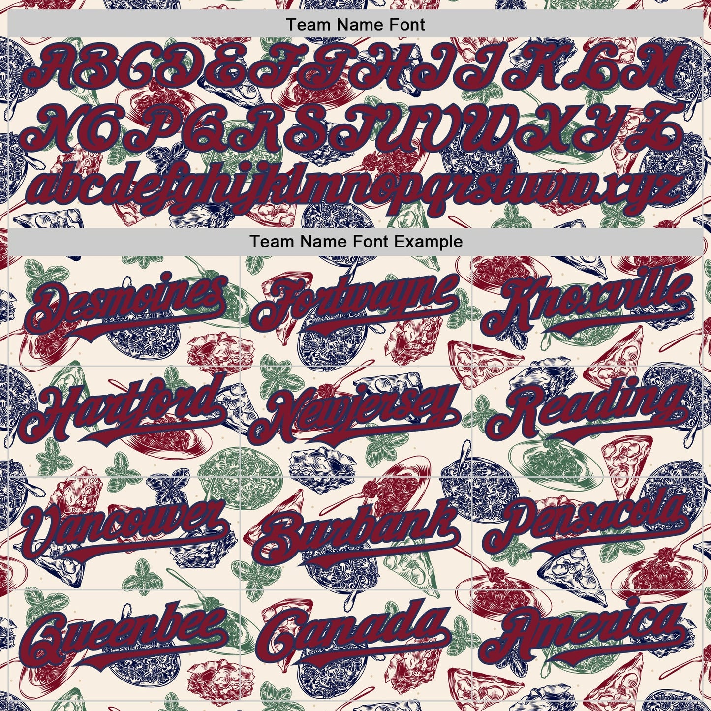 Custom Cream Crimson-Navy Foodie Italian Food Doodles Authentic Baseball Jersey view 4