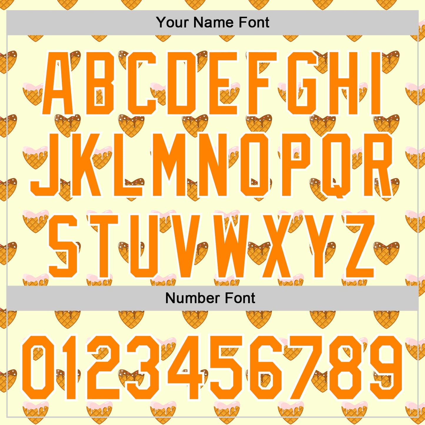 Custom Yellow Bay Orange-White Foodie Heartshaped Waffles Sweets Authentic Baseball Jersey view 5