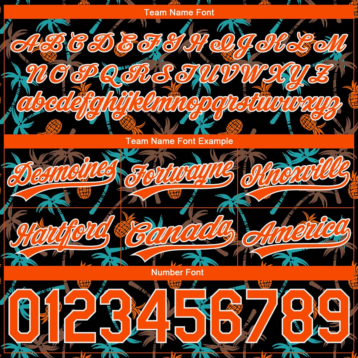 Custom Black Orange-White 3D Pattern Hawaii Palm Trees And Pineapple Authentic Basketball Shorts view 3