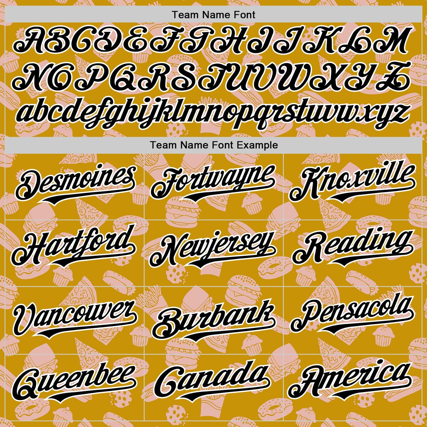 Custom Yellow Black-White Foodie Fast Food Doodles Authentic Baseball Jersey view 4