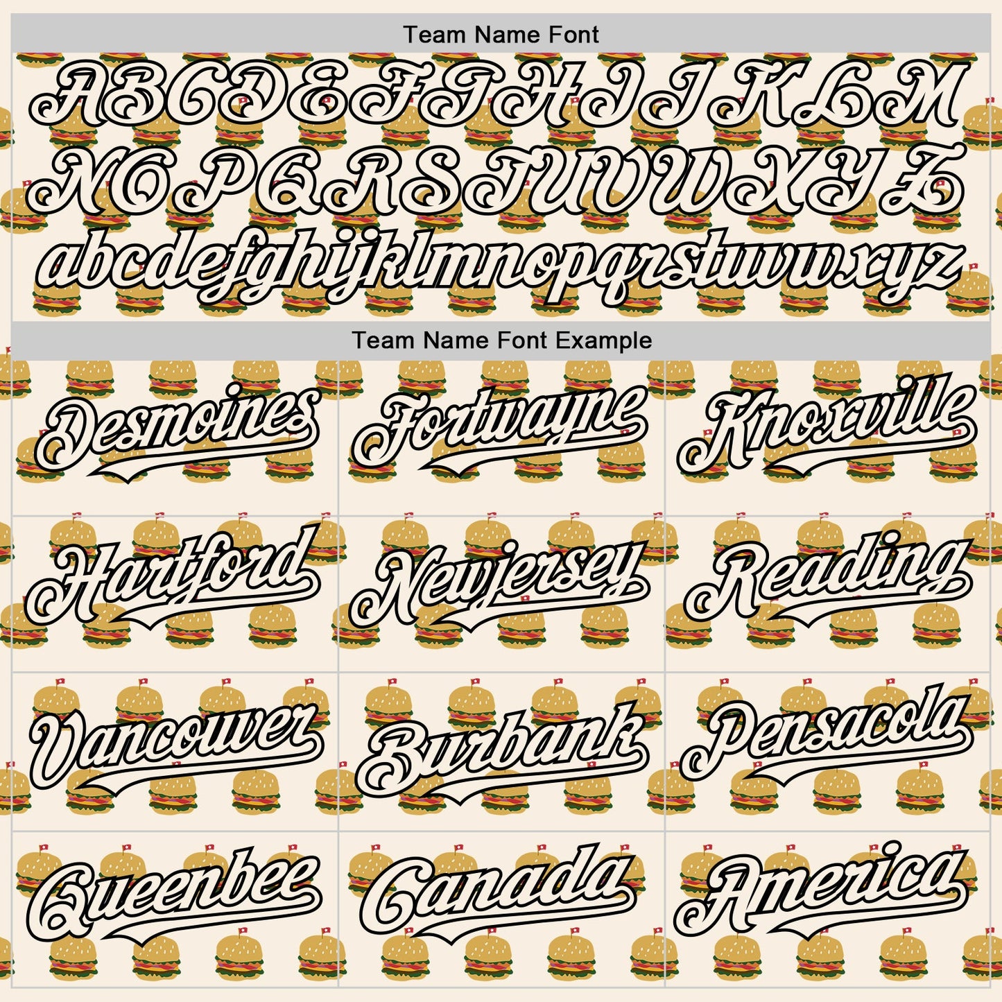 Custom Cream Black Foodie Fast Food Hamburgers Authentic Baseball Jersey view 4