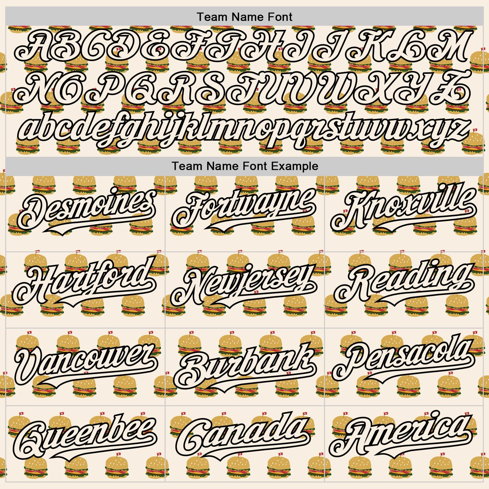 Custom Cream Black Foodie Fast Food Hamburgers Authentic Baseball Jersey view 4