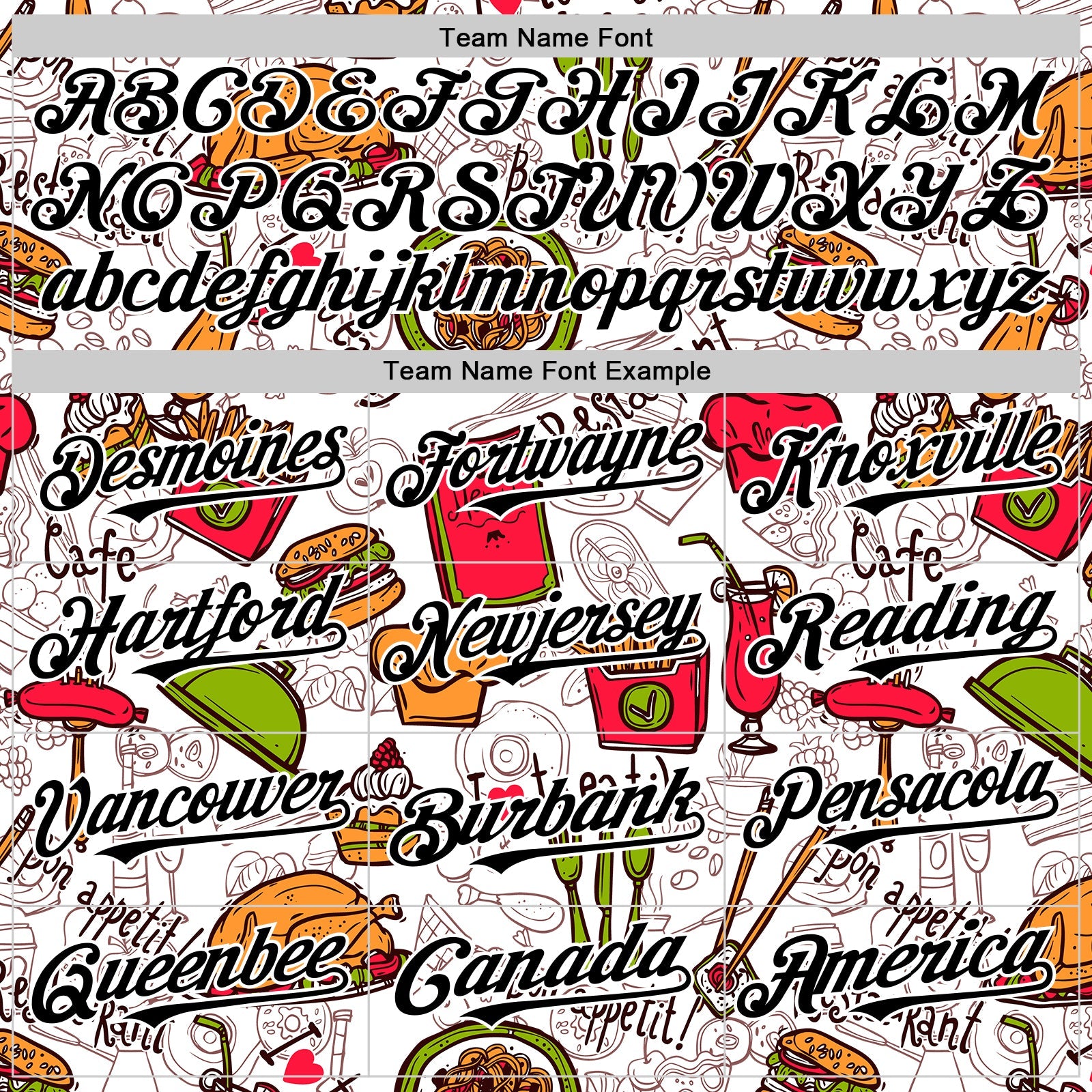 Custom White Black Foodie Fast Food Doodles Authentic Baseball Jersey view 4