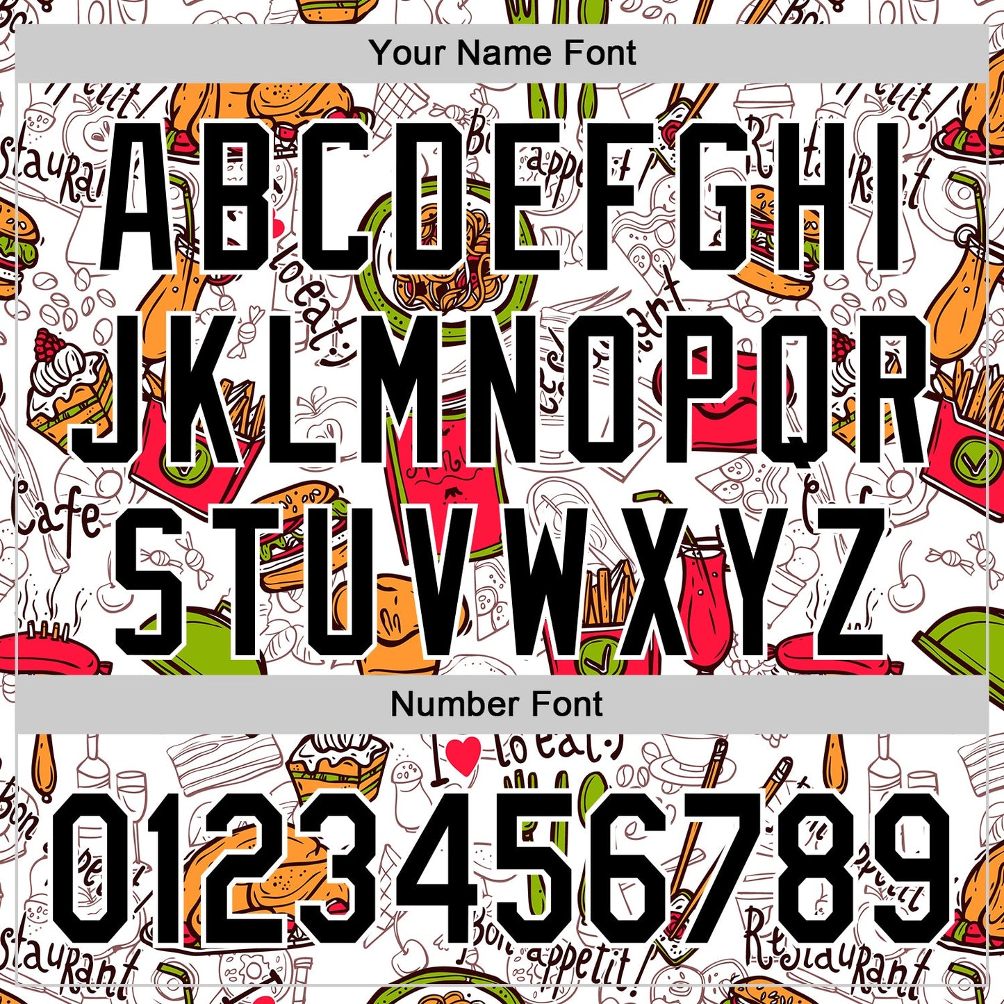 Custom White Black Foodie Fast Food Doodles Authentic Baseball Jersey view 5