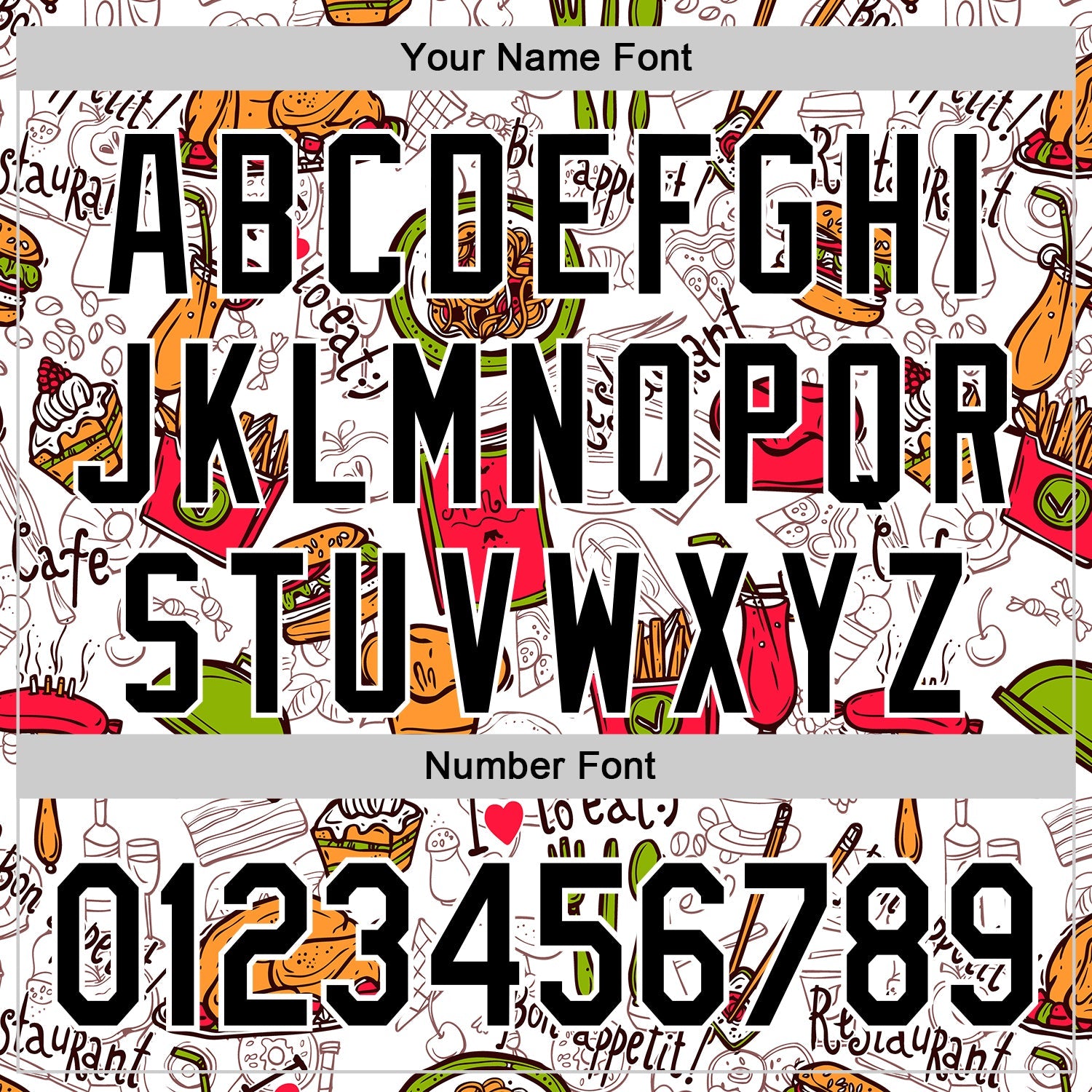 Custom White Black Foodie Fast Food Doodles Authentic Baseball Jersey view 5