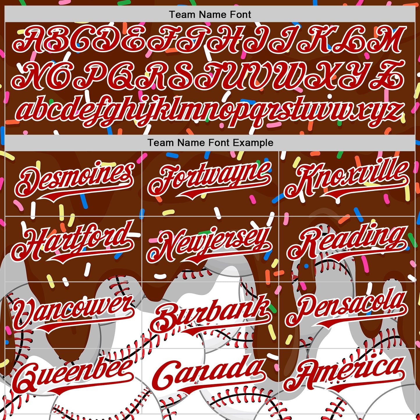 Custom Brown Red-White Foodie Dripping Ice Cream Authentic Baseball Jersey view 4