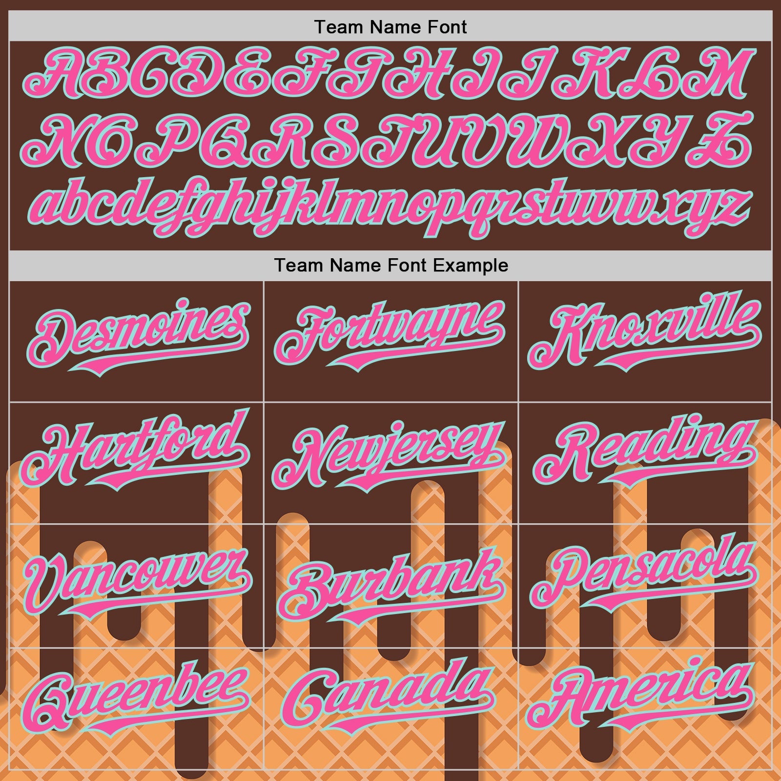 Custom Brown Pink-Ice Blue Foodie Dripping Ice Cream Authentic Baseball Jersey view 4