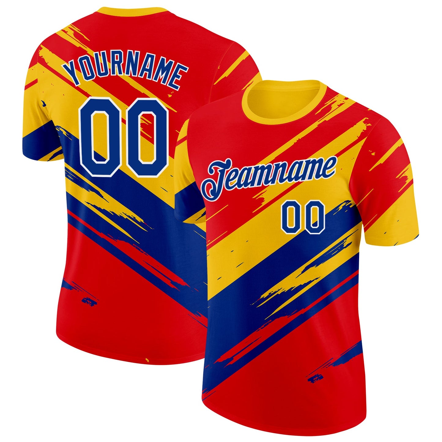 Custom Red Royal Yellow-White Colombia Splash Performance T-Shirt - Main View