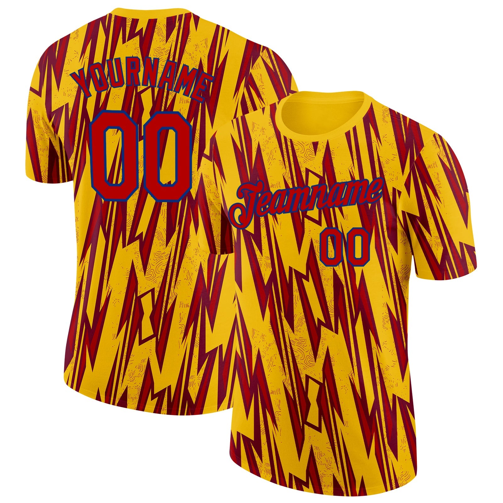 Custom Yellow Red-Royal Colombia Lightning Performance T-Shirt - Main View
