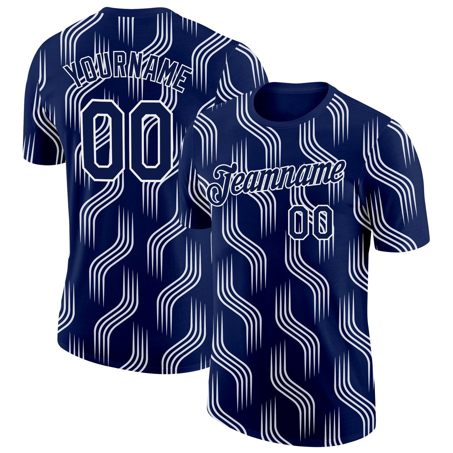 Custom Navy White Scotland Lines Performance T-Shirt - Main View
