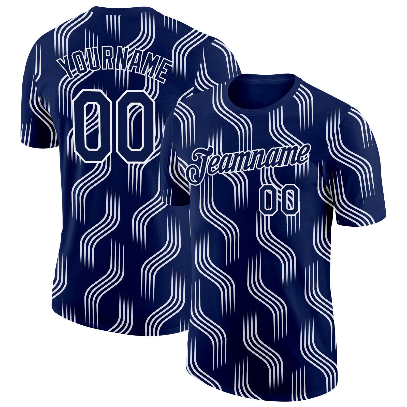 Custom Navy White Scotland Lines Performance T-Shirt - Main View