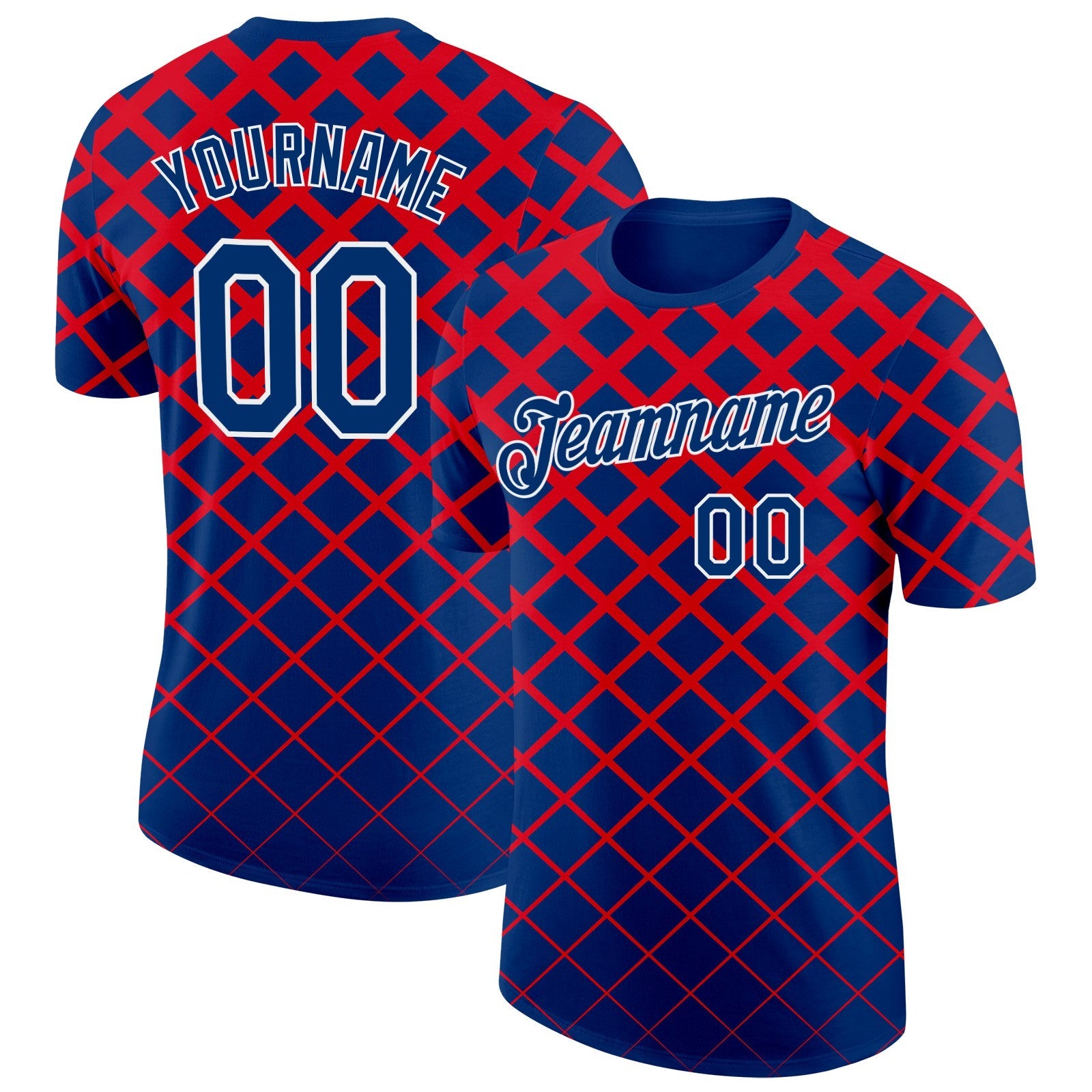 Custom US Navy Blue White-Red Croatia Geometric Performance T-Shirt - Main View