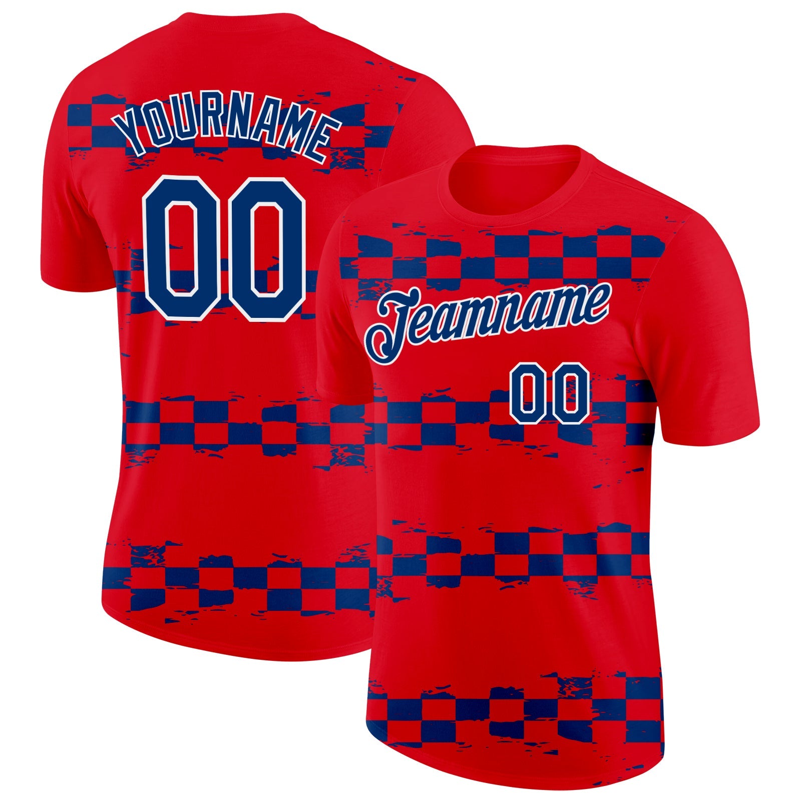 Custom Red US Navy Blue-White Croatia Performance T-Shirt - Main View