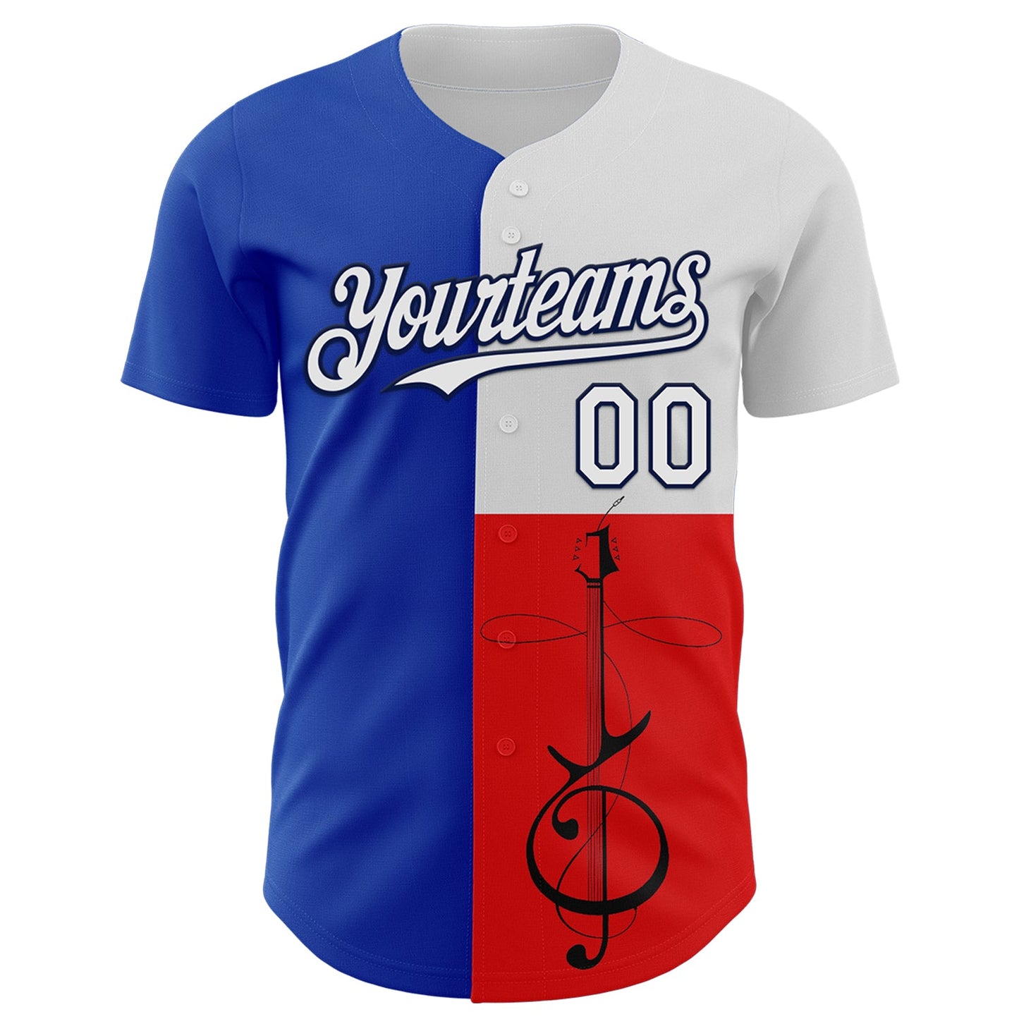 Custom Blue White Red-Navy Texas Flag Guitar City Edition Authentic Baseball Jersey view 2