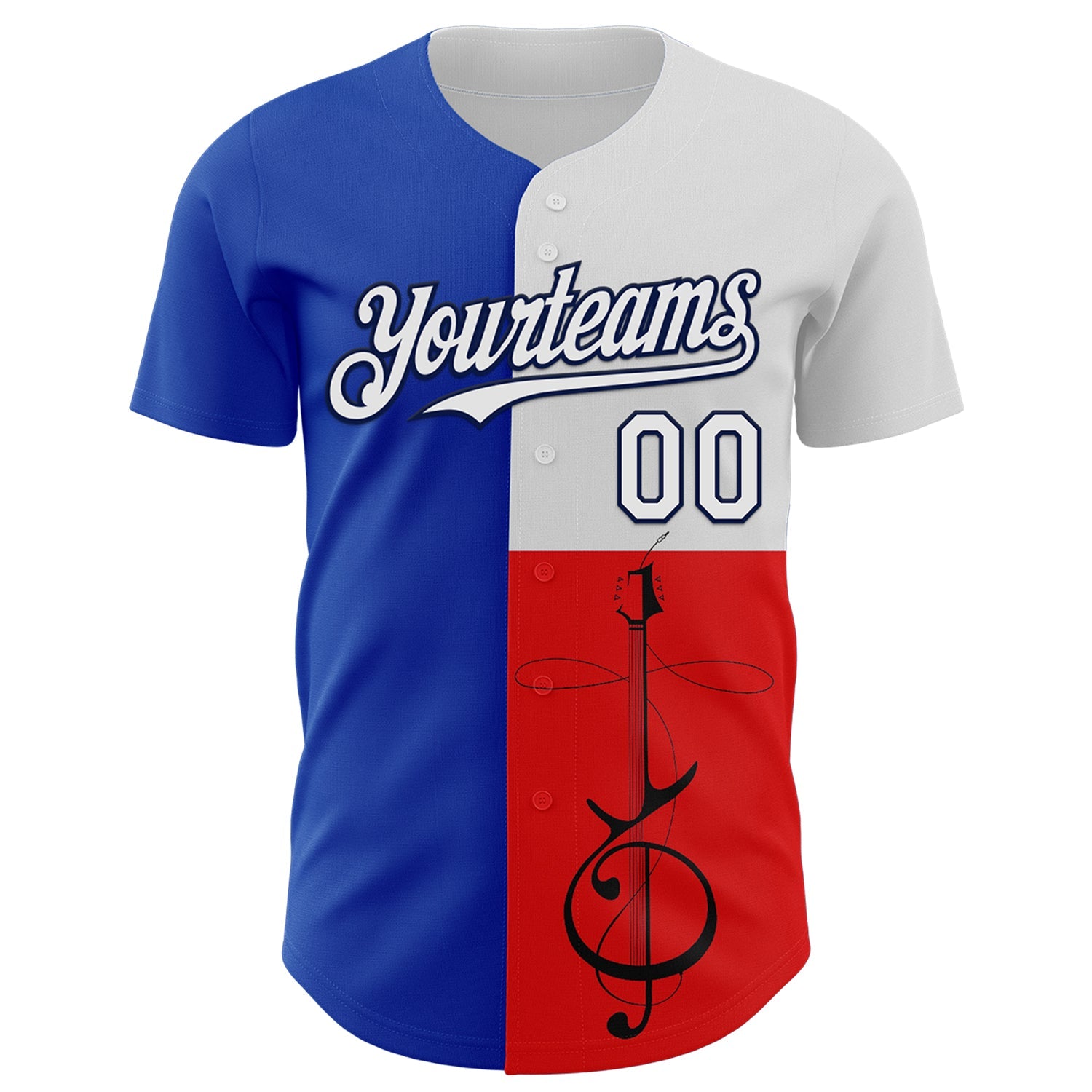 Custom Blue White Red-Navy Texas Flag Guitar City Edition Authentic Baseball Jersey view 2