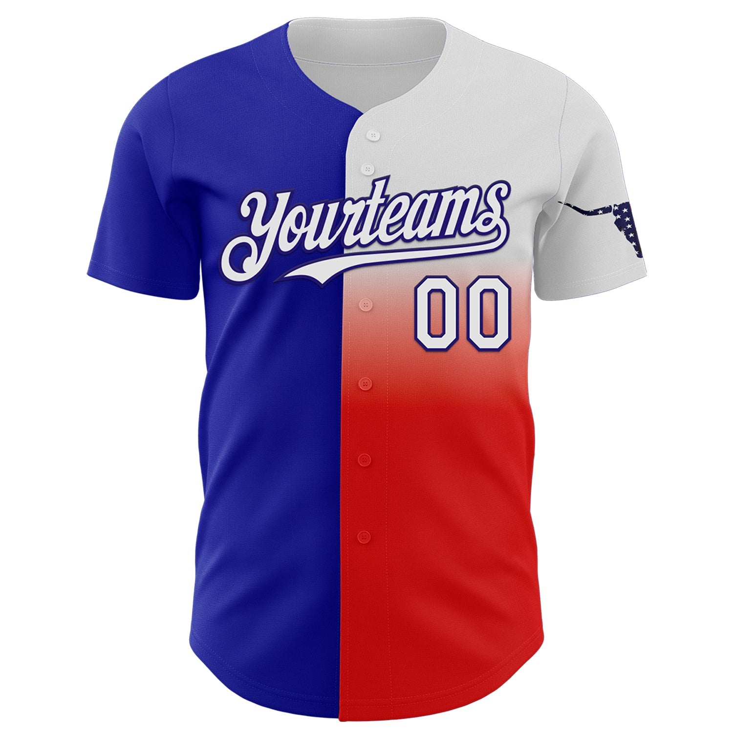 Custom Blue White Red-Dark Purple Texas Flag City Edition Authentic Baseball Jersey view 2