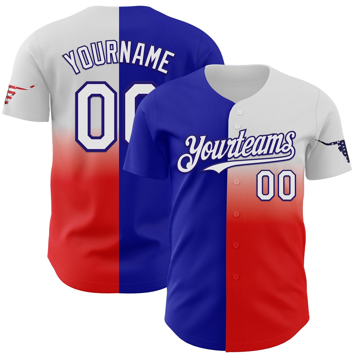 Custom Blue White Red-Dark Purple Texas Flag City Edition Authentic Baseball Jersey - Main View