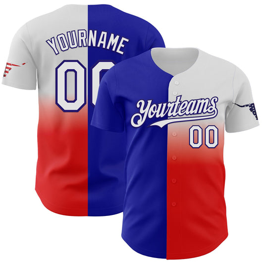 Custom Blue White Red-Dark Purple Texas Flag City Edition Authentic Baseball Jersey - Main View