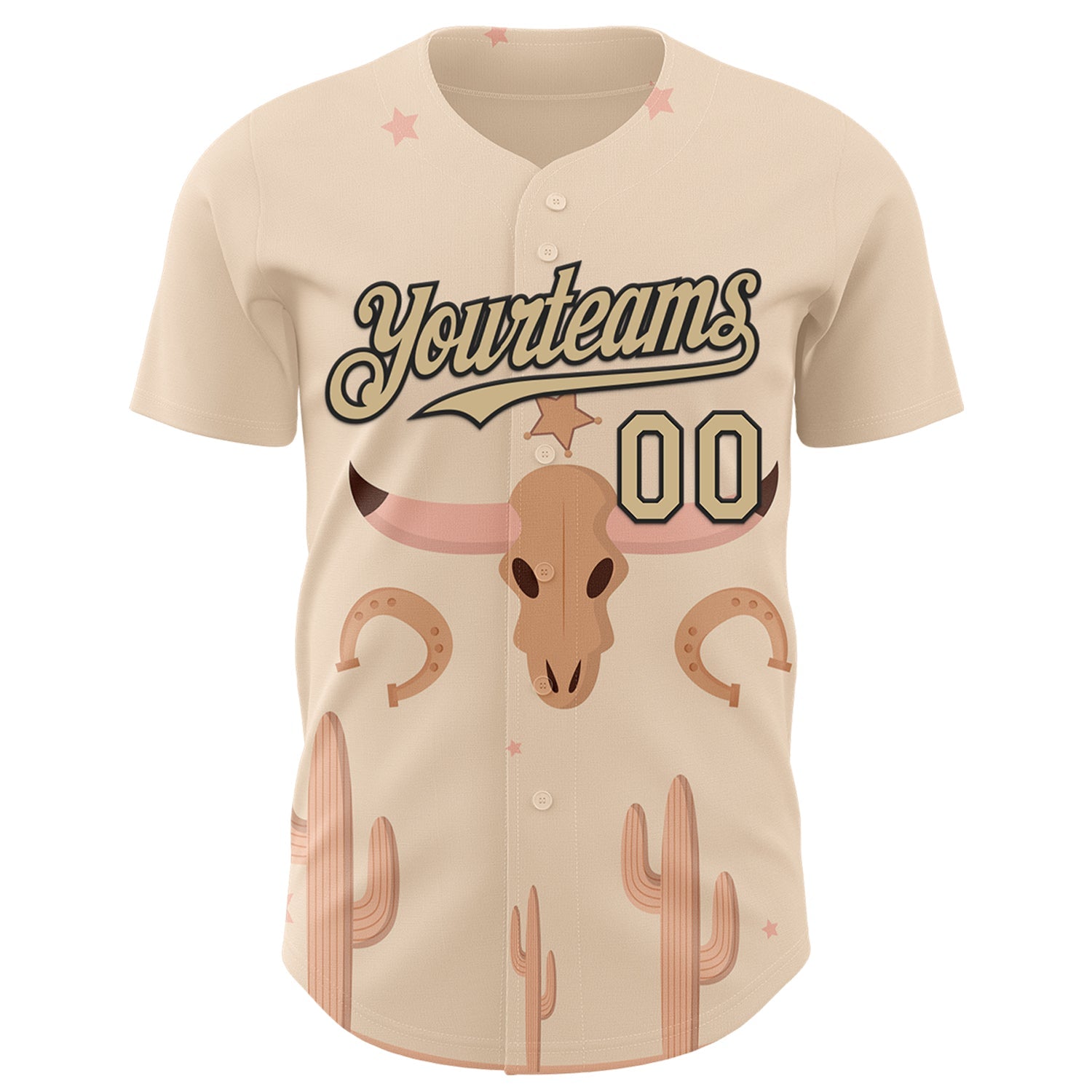 Custom City Cream Vegas Gold-Black Texas Cowboy Landscape City Edition Authentic Baseball Jersey view 2