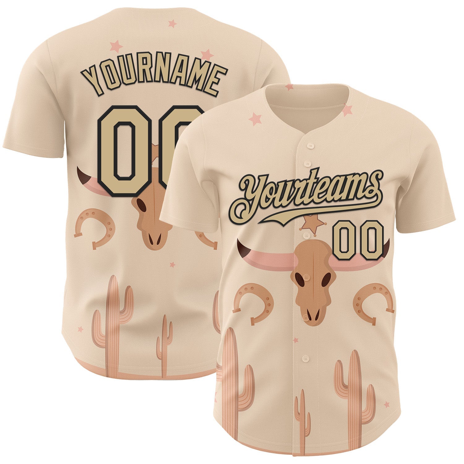 Custom City Cream Vegas Gold-Black Texas Cowboy Landscape City Edition Authentic Baseball Jersey - Main View