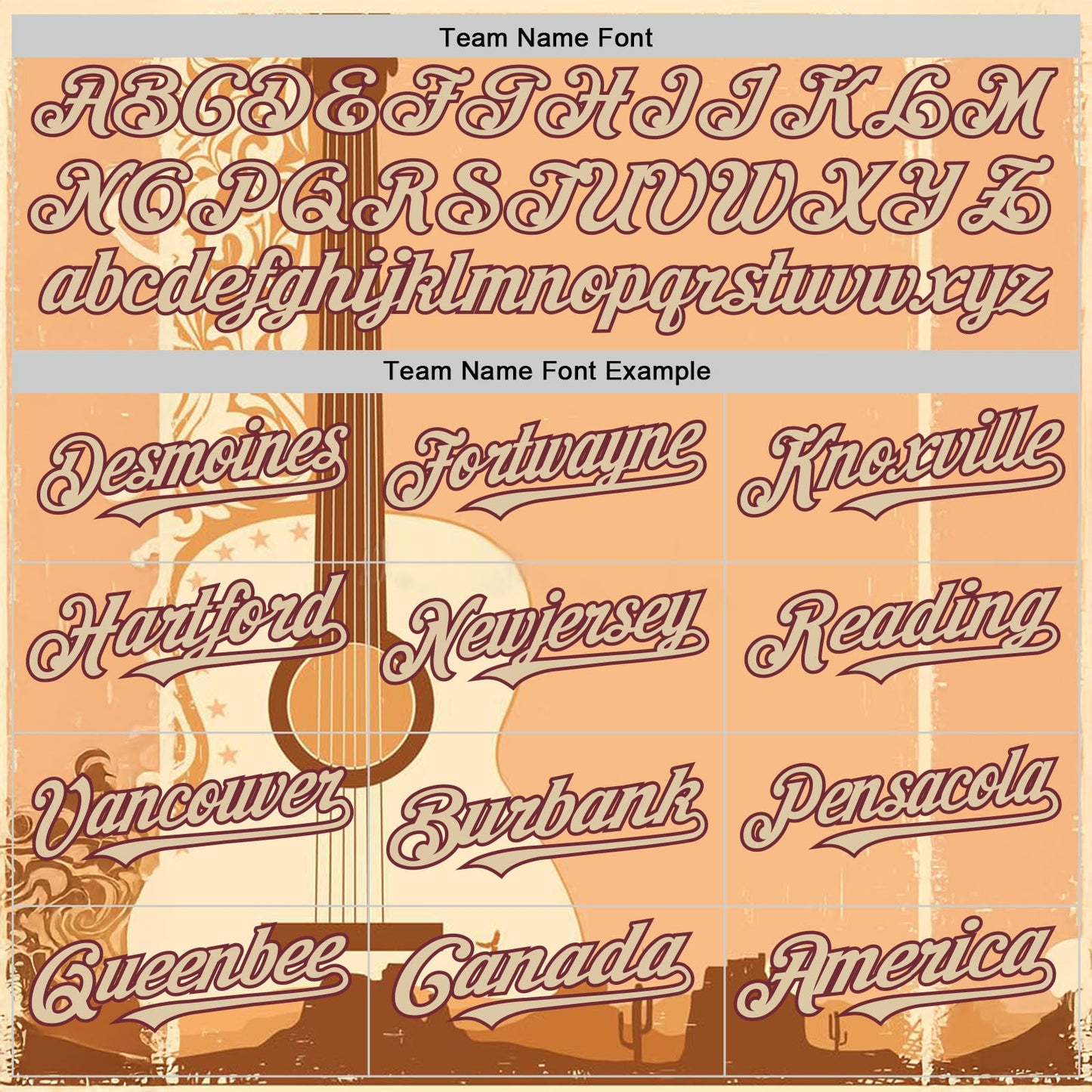 Custom City Cream Burgundy Texas Sunset Southwest Landscape Guitar City Edition Authentic Baseball Jersey view 4